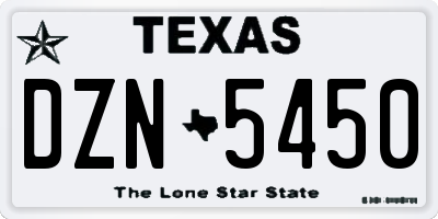TX license plate DZN5450