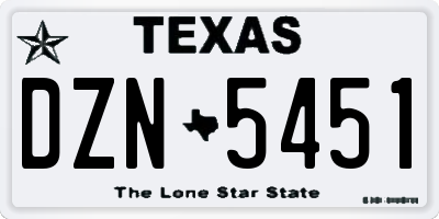 TX license plate DZN5451