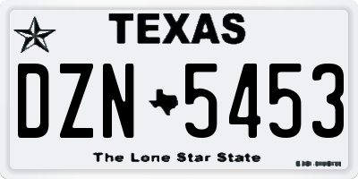 TX license plate DZN5453