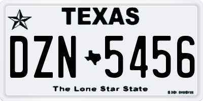 TX license plate DZN5456