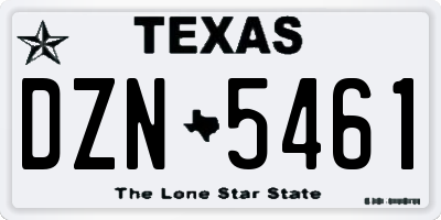 TX license plate DZN5461