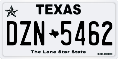 TX license plate DZN5462