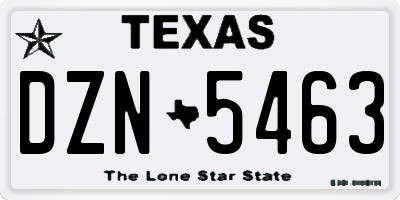 TX license plate DZN5463