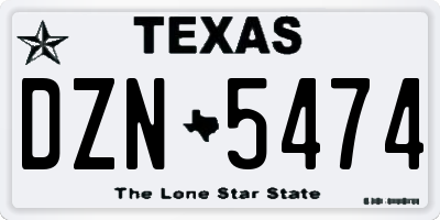 TX license plate DZN5474