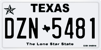 TX license plate DZN5481