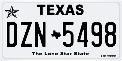 TX license plate DZN5498