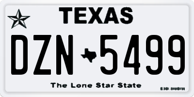 TX license plate DZN5499