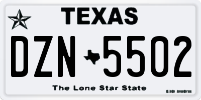 TX license plate DZN5502