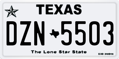 TX license plate DZN5503