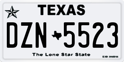 TX license plate DZN5523