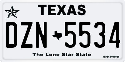 TX license plate DZN5534