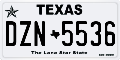 TX license plate DZN5536