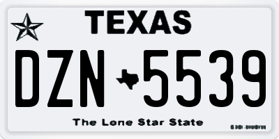 TX license plate DZN5539