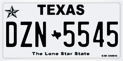 TX license plate DZN5545