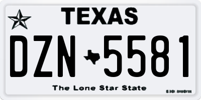 TX license plate DZN5581