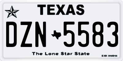 TX license plate DZN5583