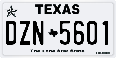 TX license plate DZN5601