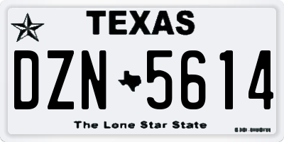 TX license plate DZN5614
