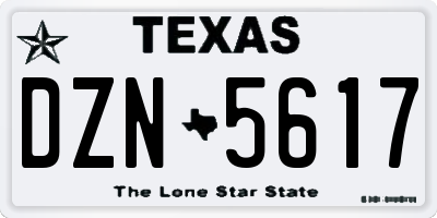 TX license plate DZN5617