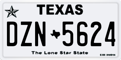 TX license plate DZN5624