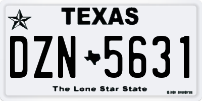 TX license plate DZN5631