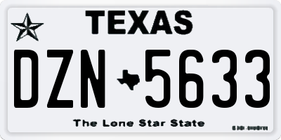 TX license plate DZN5633