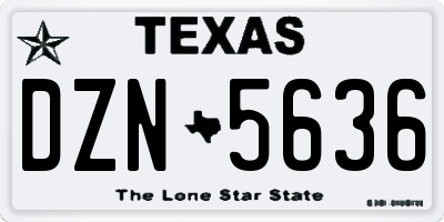 TX license plate DZN5636