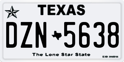 TX license plate DZN5638