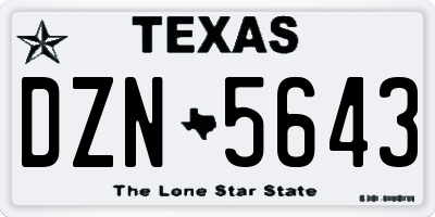 TX license plate DZN5643