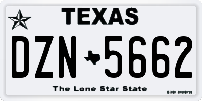 TX license plate DZN5662
