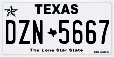 TX license plate DZN5667