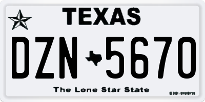 TX license plate DZN5670