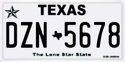 TX license plate DZN5678