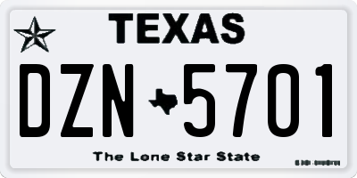 TX license plate DZN5701