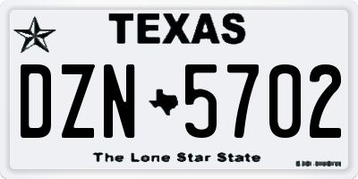 TX license plate DZN5702
