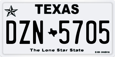 TX license plate DZN5705