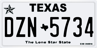 TX license plate DZN5734