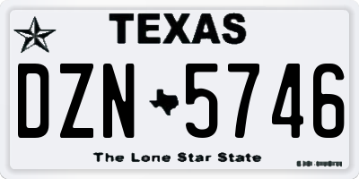 TX license plate DZN5746