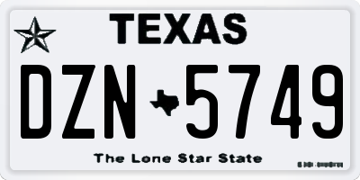 TX license plate DZN5749