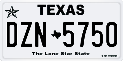 TX license plate DZN5750