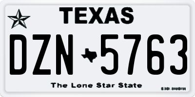TX license plate DZN5763