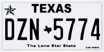 TX license plate DZN5774