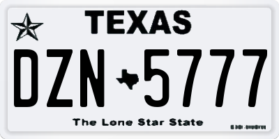 TX license plate DZN5777