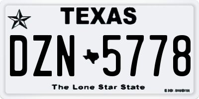 TX license plate DZN5778