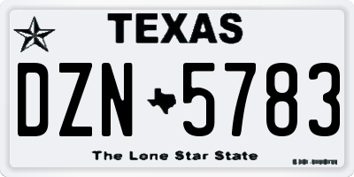 TX license plate DZN5783