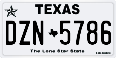TX license plate DZN5786