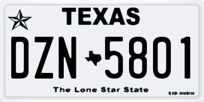 TX license plate DZN5801