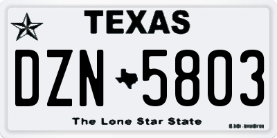 TX license plate DZN5803