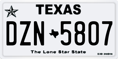 TX license plate DZN5807