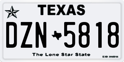 TX license plate DZN5818